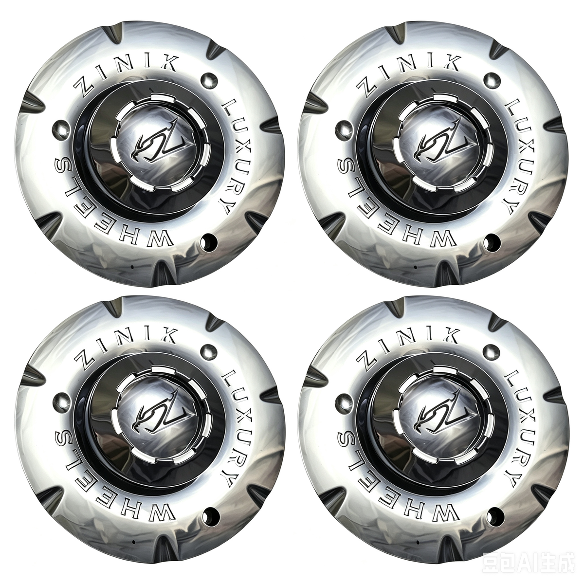 Four ZINIK DUE chrome wheel center caps
