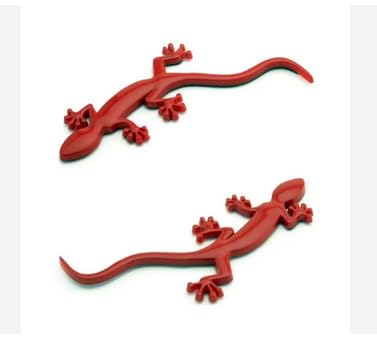 2PCS Gecko Design Lizard Emblem Badge Sides Trunk Quattro Red