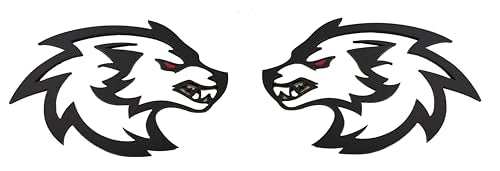 3D Wolf Head Wolf Coyote Head Car Decor Black Red Eye, 4X 2.8 inch 2pcs