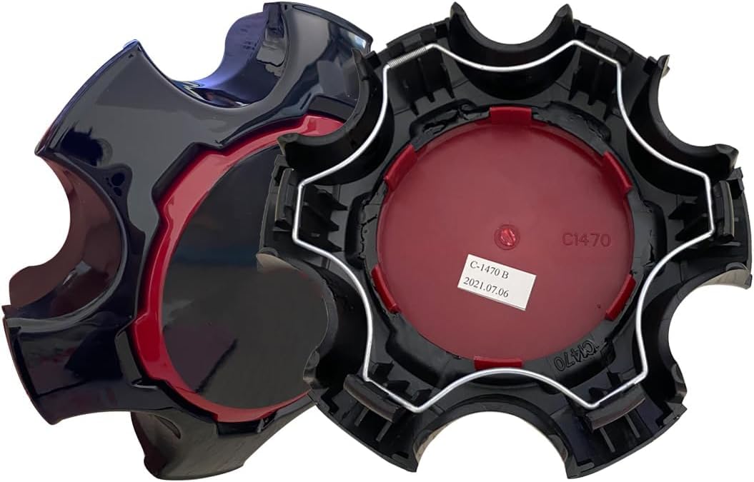 Wheel Center Hub Cap C-1470,Gloss Black and Red Style 1PC