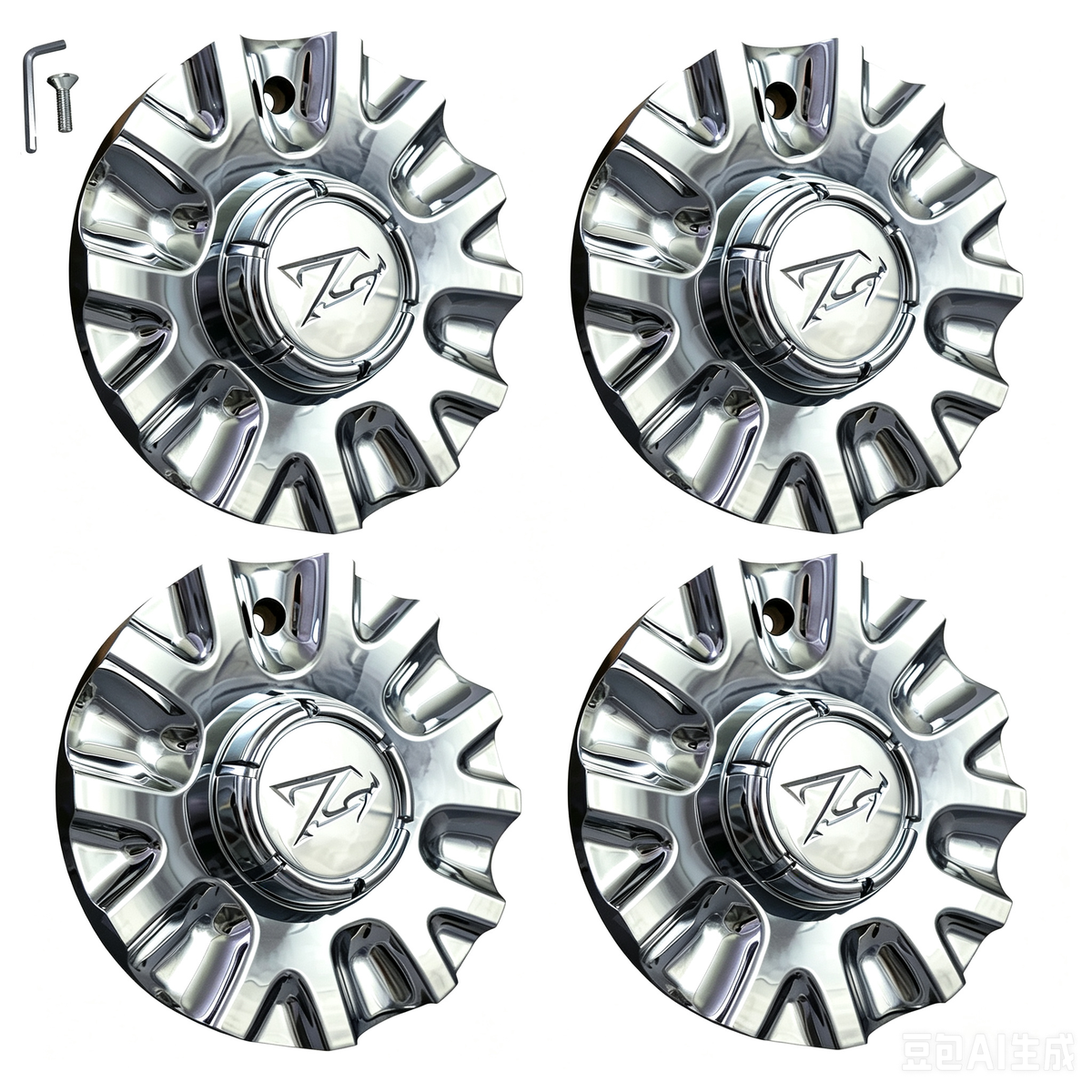 Four ZINIK Z15 Verona chrome center caps
