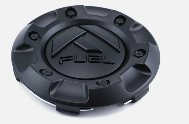 Front view of Fuel 1001-58 matte black wheel center cap