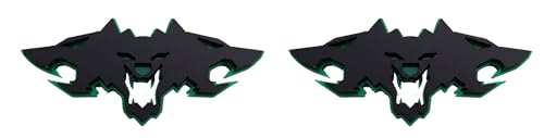 3D Cyber Beast Decor Emblem Badge Side Trunk 3-Headed Cyber Truck Cerberus 4x2 inch Green/Black (Set of 2)