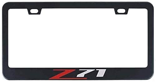 Black Z71 Off Road License Plate Frame Cover Holder Protector for Colorado Silverado 1500, Stainless Steel