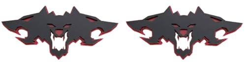 3D Cyber Beast Decor Emblem Badge Side Trunk 3-Headed Cyber Truck Cerberus 4x2 inch Red/Black (Set of 2)