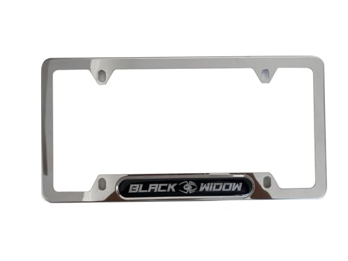 Black Stainless Steel Widow License Plate Frames Cover Chrome (1)