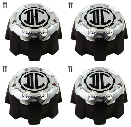 2 Crave Wheels Chrome / Black Custom Wheel Center Cap 8-LUG (4 CAPS) W/Screws