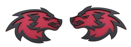 3D Wolf Head Wolf Coyote Head Car Decor Black Red Eye, 4X 2.8 inch,Red/Black,2PCS