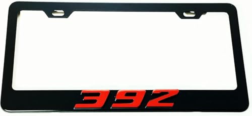 1PC 3D 392 Emblem License Plate Frame Cover Holder Sport, Stainless Steel Black