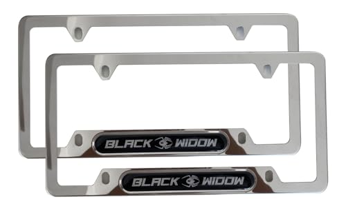 Black Stainless Steel Widow License Plate Frames Cover Chrome (2)