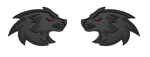 3D Wolf Head Wolf Coyote Head Car Decor Black Red Eye, 4X 2.8 inch Black,2PCS