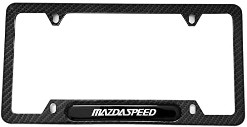 Lavnox MazdaSpeed License Plate Frame Cover Holder Carbon Fiber for Mazda- Stainless Steel (1)