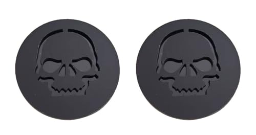 Skull Badge Emblem, Custom 3D Exterior Automotive Accessories, Universal for Jeep Chevy Ram Toyota GMC 2.3'' Black (Set of 2)