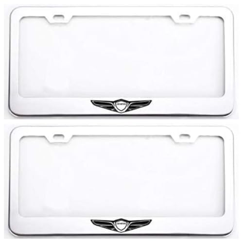2X Chrome License Plate Frame Cover Holder Protector for Genesis, Stainless Steel