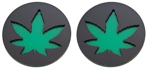 3D Automobile Decor Maple Leaf Green Diameter 2.3inch 2PCS
