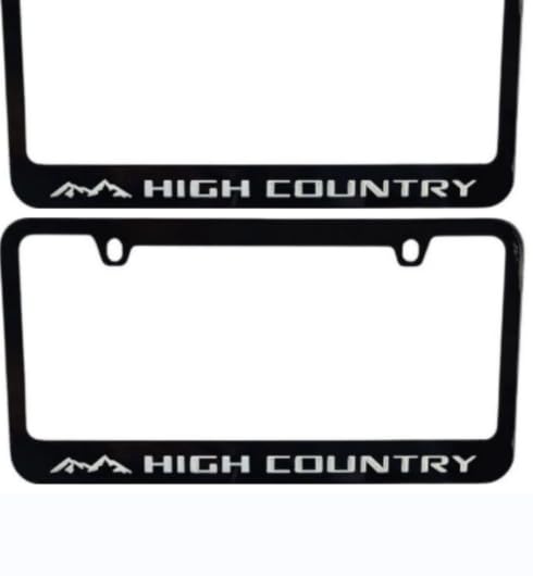 Stainless Steel High Country License Plate Frame for Suburban Silverado Black (2)