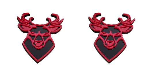 Decorative Deer Head Decorative Deer Head Body Sticker, Black Bucks Emblem Badge 2.4x2.7 inch Red (Set of 2)