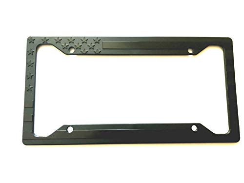 Zoonon US American Flag License Plate Tag Frame Cover Black Military Veteran Tag (1 Black)