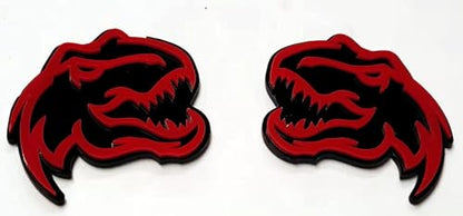 Set of 2 Custom Super Dinosaur Head Side Tailgate TRX Hell T-Rex Emblem Badges f