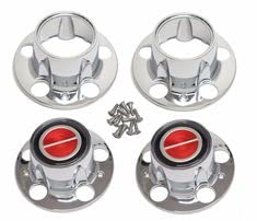 ALMOO 4 Pcs Chrome Wheel Center Hub Caps W/ Screws 560-3026 Compatible with Ford F150 Bronco Van 1980-96 F005-0 (Red)