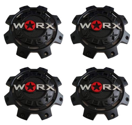 Wheel Center Cap 30171765F-a Low, Matte Black, WORX/Ultra Alloy Hub Cap WRX-8899FSB,4 Pack