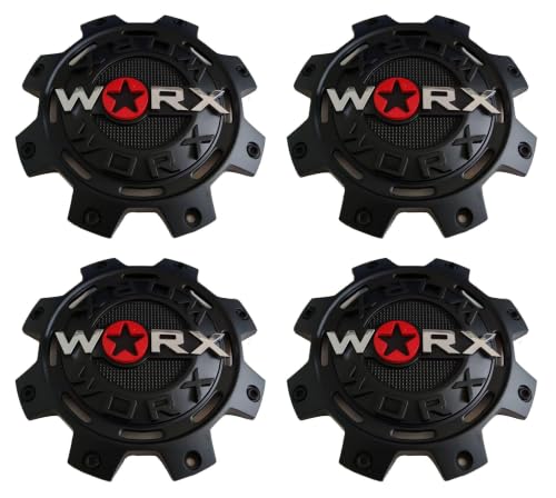 Wheel Center Hub Cap WORX By Ultra 8 Lug 30171765F-A Flat Type Matte Black 4Pcs