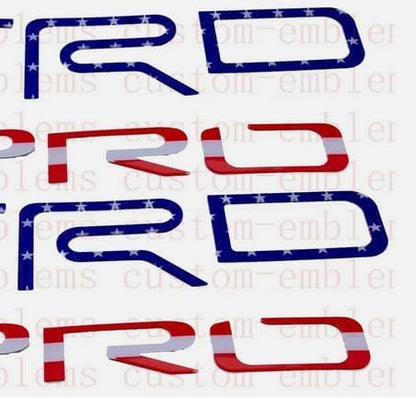 Set of 2 TR Bed Side PRO Insert Badge Embossed Emblem NamePlate for Tundra 2014-