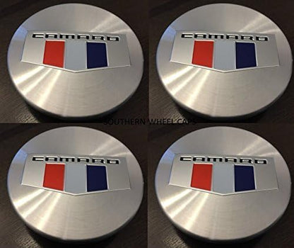 4pcs Racing Flag Camaro 2016-2018 Hub Cap Set (18" or 19") Black Brushed Stainle