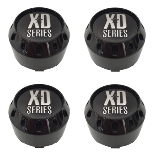4 Pack KMC XD Series 464K106GB Gloss Black 6 Lug Center Caps