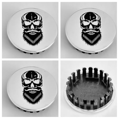 MUYQAVMZD 4Pcs Custom Bearded Skull Shield Car Wheel Hub Caps, Rim Center Caps for Cadillac Chevy GMC 66mm/2.6'' #9597375，9595010 SK3-066S wheel center cap