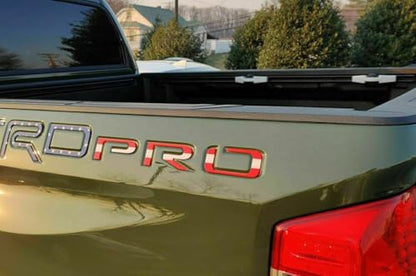 Set of 2 TR Bed Side PRO Insert Badge Embossed Emblem NamePlate for Tundra 2014-