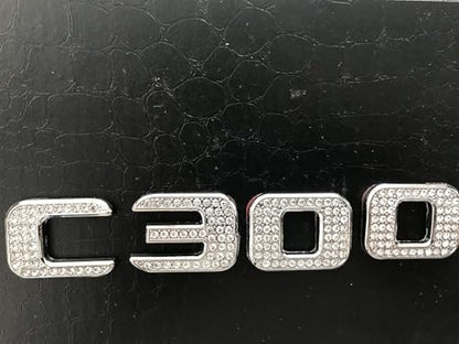 C300 Trunk Side Badge Silver Bling Letter Emblem Crystal for Mercedes Benz Ice O