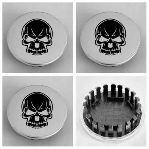 MUYQAVMZD 4Pcs Custom Skull Shield Car Wheel Hub Caps, Rim Center Caps for Cadillac Chevy GMC 66mm/2.6'' #9597375，9595010 SK2-066S wheel center cap