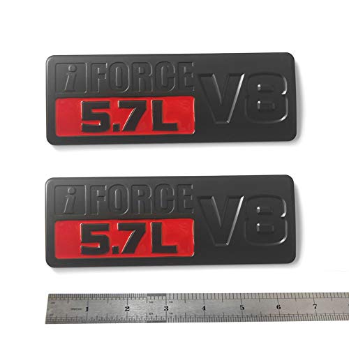 2pcs OEM 5.7L V8 Emblem Badge Side 3D Logo IKMEN Compatible with Pro Iforce (Black Red)