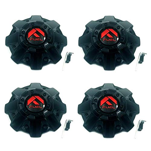 Fuel Offroad 4 Pack Wheels 1001-63GBQ 1001-63 Cap M-542 Gloss Black with Red Logo Center Cap