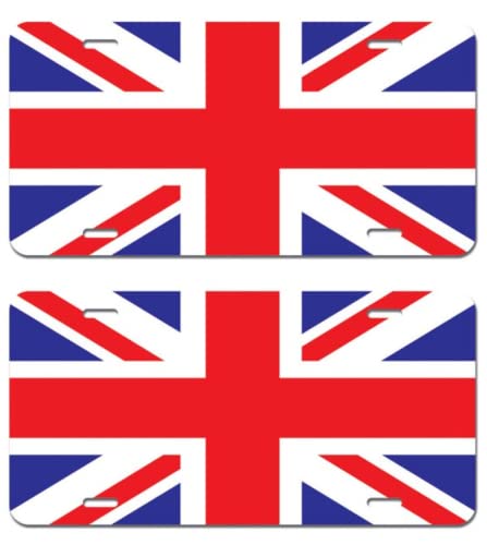 2PCS UK Flag Union Jack License Plate Tag Cover Mount, Automotive