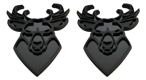 Decorative Deer Head Body Sticker, Black Bucks Emblem Badge, Set of 2