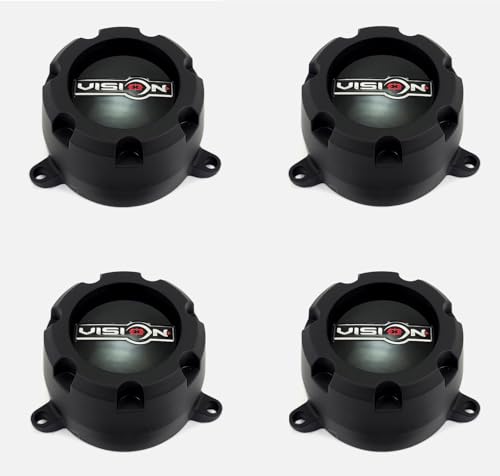 Wheel Center Hub Cap Vision C398SB-6V C310-14 Matte Black 4pc