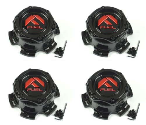 4PCS Wheel Cap Hub Cap 1004-26 Center Cap Fuel Offroad 1004-27GBQ 6x5.5 6x139.7 Gloss Black/Red