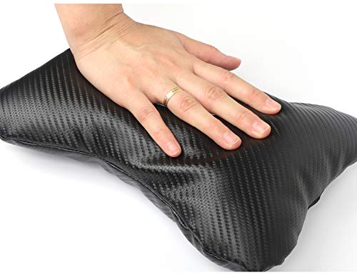 2Pcs Leather Carbon Fiber Leather Sport Car Seat Scat Pack Bee Neck Rest Pillow 