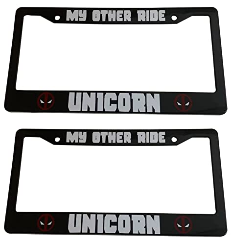 2PCS My Other Ride is Unicorn License Plate Frame Holder Plastic
