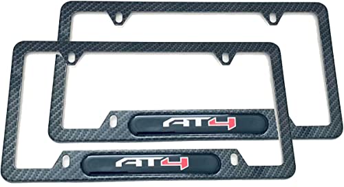 Lavnox AT4 License Plate Frame Cover Holder Carbon Fiber for GMC Chevy Truck- Stainless Steel (2)