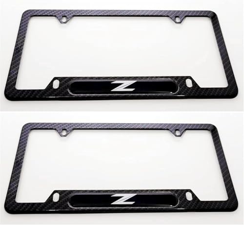 2X Carbon Fiber Z Sport License Plate Frame Cover Holder Protector for Nissan, Stainless Steel