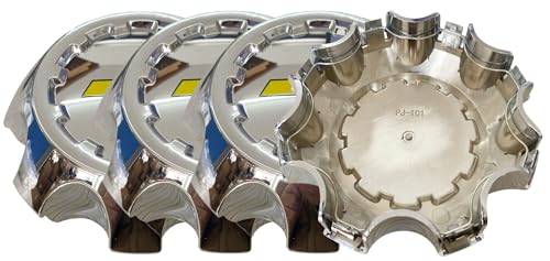 4PCS Chrome Wheel Center Cap for Silverado 2500, 3500 SRW Hub Cap #22909151 22910734 (Yellow Bowtie)