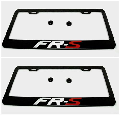 2pcs Car FR-S License Plate Frame Cover Holder Porotector Black Stainless Steel