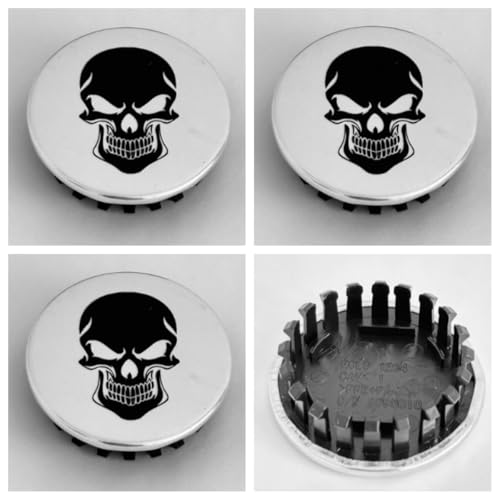 MUYQAVMZD 4Pcs Custom Skull Car Wheel Hub Caps, Rim Center Caps for Cadillac Chevy GMC 66mm/2.6'' #9597375，9595010 SK1-066S wheel center cap