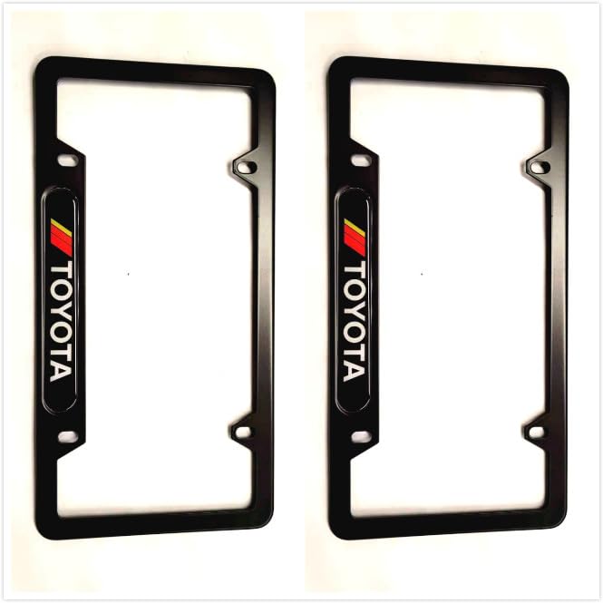 2PCS Black Classic 3 Color License Plate Frame Fortoyota-Stainless Steel