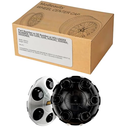 MoBeauty OEM Wheel Center Hub Cap 9596341, (Set of 1) Center Cover Hubcap Fit 5 Spoke Wheels Compatible with Chevy Silverado Express Tahoe Avalanche Suburban Replacement # 560-5299 9595469