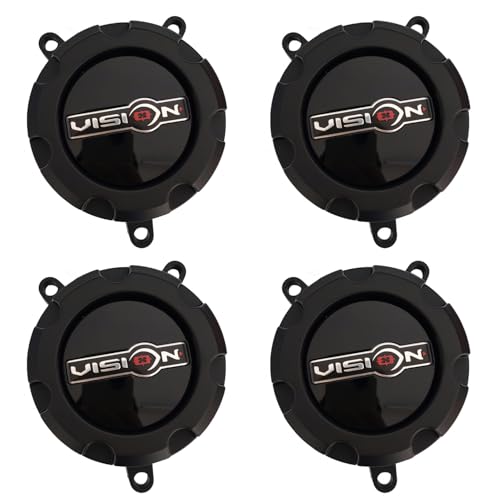 Wheel Center Hub Cap Vision C398SB-5V C310-13 Matte Black 4pc
