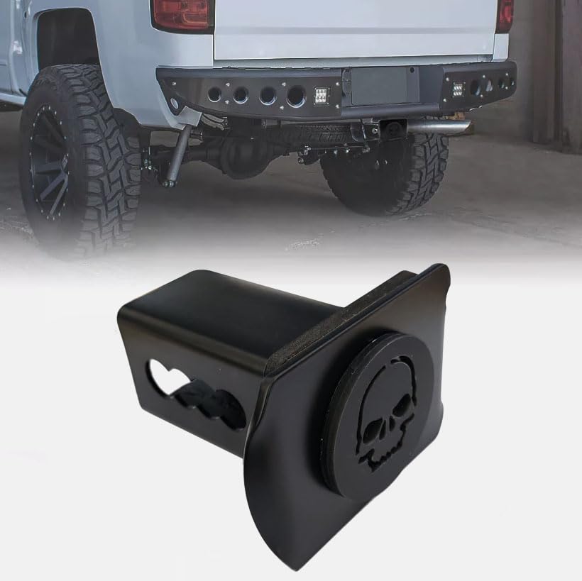 Metal Trailer Skull Military Hitch Cover for 2'' Towing Rear Receiver Plug Cover SUV Pickup Trucks Skull Black